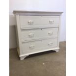 White painted chest of drawers. W:91.5cm x D:46cm x H:86cm