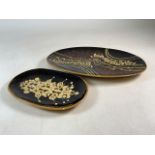 Two studio pottery serving platters. Marked D.Y 68 and HC.