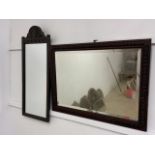 Two oak framed mirrors. W:82cm x H:60cm W:36cm x H:91cm