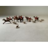 A good collection of original vintage lead fox hunting theme figures in the style and quality of