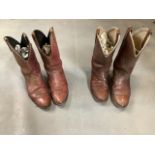 2 pairs vintage mens cowboy boots and embroidered waistcoat