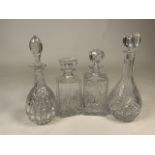 Four cut glass decanters