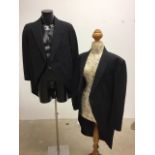 A 1960s men's black label Burton wool morning jacket together with a 1930s wool bespoke morning