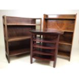 Two sets of shelves also with a fold out occasional table with four shelves. W:60cm x D:16cm x H: