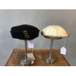 1940s wool pillbox hat together with a 1940s raffia pillbox hat