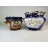 Two large decorative victorian bowls. W:33cm x D:33cm x H:28cm W:24cm x D:24cm x H:20cm