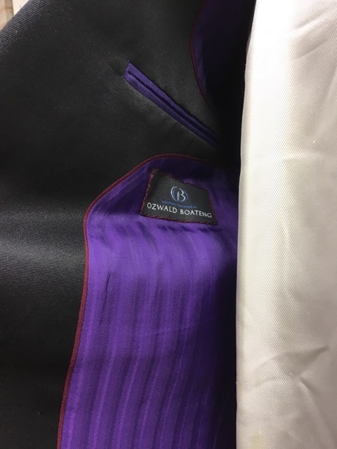 An Ozwald Boateng gentleman's stripped dinner jacket and trousers together with a Ravenscroft silk - Image 6 of 6