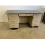 A Baisch mid century steel desk in beige powder coat paint W:160cm x D:86cm x H:78.5cm