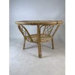 A bamboo conservatory table with glass top. W:79cm x D:79cm x H:53cm