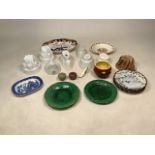 A collection of ceramics to include jelly moulds by Greens, Maling and others; plus other items.