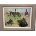 Colin Allbrook oil on canvas studies of horse and rider. Image size W:40cm x H:30cm