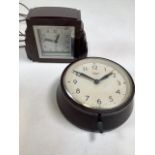 Two Bakelite clocks to include a Smiths sectric wall clock and a Hammond Art Deco style mantle