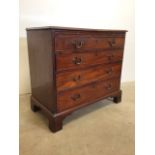 An early Victorian small mahogany chest of drawers with oak lined drawers and brass