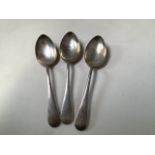 A set of three sterling silver desert spoons by James R Ogden and Sons Ltd. Sheffield 1966.:5ozt.