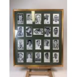 A framed collection of Black and white football photo cards. 1956-1964. W:68cm x H:78cm