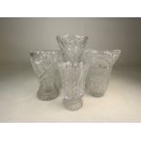 Four lead crystal flower vases.