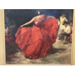 A Flamenco dancer, framed print on board. W:60cm x H:50cm