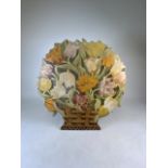 A hand painted fire screen depicting a basket of flowers. W:63cm x D:8cm x H:66cm