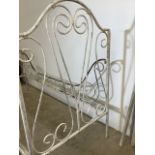 A French metal day bed with pine slats. W:82cm x D:185cm x H:127cm
