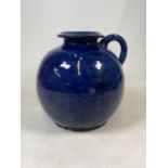 French pottery, blue glazed pot. W:30cm x D:30cm x H:28cm