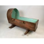 Victorian pine crib with original paint. W:36cm x D:85cm x H:58cm