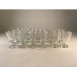 A collection of eighteen French bee glasses. 12 goblets and 6 tumblers. La Rochere France.