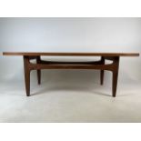 A G Plan mid century solid teak coffee table. W:148cm x D:55cm x H:45cm