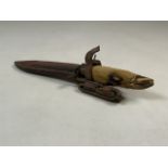 A Scout knife with deer hoof handle. H:25cm