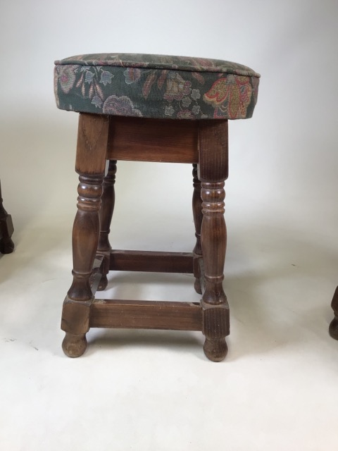 Four oak pub stools. W:34cm x D:34cm x H:49cm - Image 2 of 3