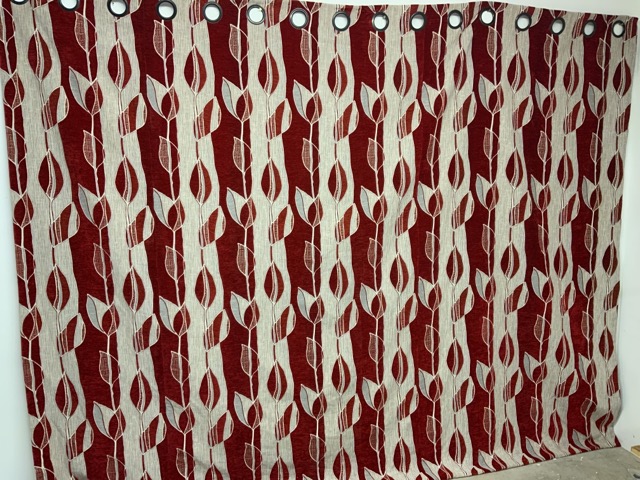Single red chenille interlined euyelet curtain