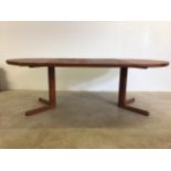 A mid century Danish solid teak extendable dining table. With two leaves. Extended W:222cm x D:120cm