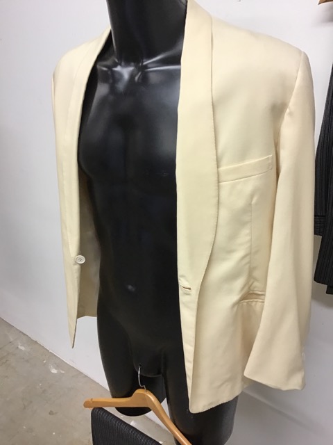 A white vintage dinner jacket and waistcoat together with two pairs of morning trousers. - Image 2 of 2