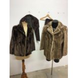 A 1950s painted mink lined stole, a 1960s faux fur jacket together with a 1940s sable fur stole