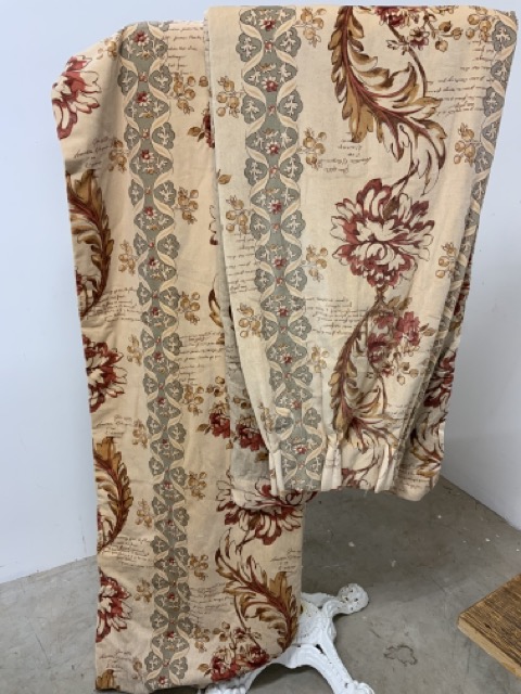 Laura Ashley patterned velvet lined curtains W:Track 117cm x D:cm x H:270cm