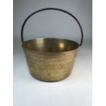 A 19th century heavy brass preserving or jam pan. W:30cm x D:30cm x H:16cm
