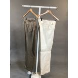 2 pairs of vintage lightweight trousers. 32 waist. Cream 33 inside leg, Beige 30 inside leg