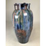 Sir Edmund Elton (1846-1920) at Sunflower pottery Clevedon. A large Elton Ware vase with six writhen