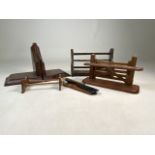Two pipe racks one in the form of a gate, bookends etc Smaller pipe rack W:26cm x H:15cm