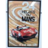 Le Mans 24 hour french poster in black frame. W:42cm x H:60cm