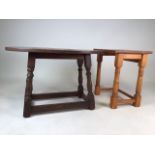 Oak oval occasional table also with a square pine table. W:69cm x D:42cm x H:44cm