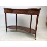 A Brights of Nettlebed walnut reproduction kidney shaped ladies writing desk with leather top and
