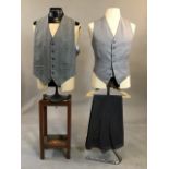 Pair of vintage morning trousers 44 waist, 31 inside leg and 2 1940s four pocket waistcoats