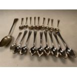 A collection of sterling silver flatware to include golfing spoons, Art Deco coffee spoons a