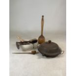 An assortment of vintage kitchen utensils