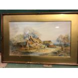 L. Heppel. English School, Watercolour of country scene in gilt glazed frame, signed bottom