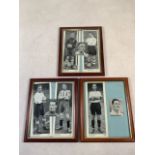 Three framed 1930s football Topical Times football cards ephemera