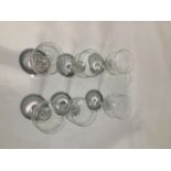 A set of 6 mid-century twist glass goblets