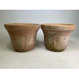 A pair of terracotta planters stamped Terra D'Abruzzo.W:33cm x D:33cm x H:26cm
