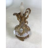 An Opaline glass and gilt metal jug inset with oval scenes of. Victorian buildings(one vacant)W: