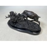 After Pierre Jules Mene (1810-1879, France). A 19th century Bronze model of two stags